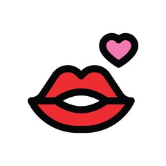 valentine related love and romance kiss with heart vector with editable stroke