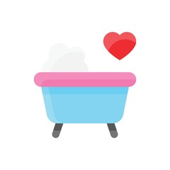 Naklejka premium valentine day related love and romance bathtub with heart vector in flat design