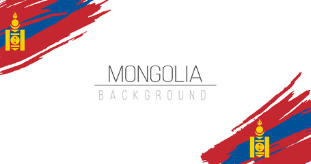 Mongolia flag brush style background with stripes. Stock vector illustration isolated on white background.