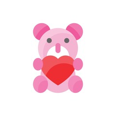 valentine day related love and romance bear heart in hand vector in flat design