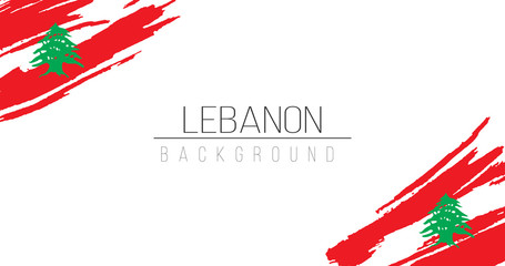 Lebanon flag brush style background with stripes. Stock vector illustration isolated on white background. - obrazy, fototapety, plakaty