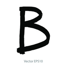 vector brush strokes Hand Drawn Alphabet Font.B