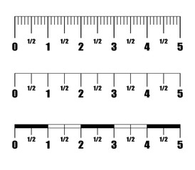 Ruler Inch Vector. Inch Metric Imperial Measure Tool. Scale for rulers. Scale Equipment Illustration Isolated On White Background.