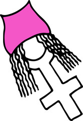 Female gender symbol in a pink hat. isolated on the white background.  vector illustration for banners, greeting card, poster design