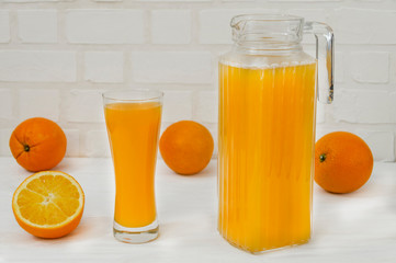 Freshly squeezed orange juice in a decanter