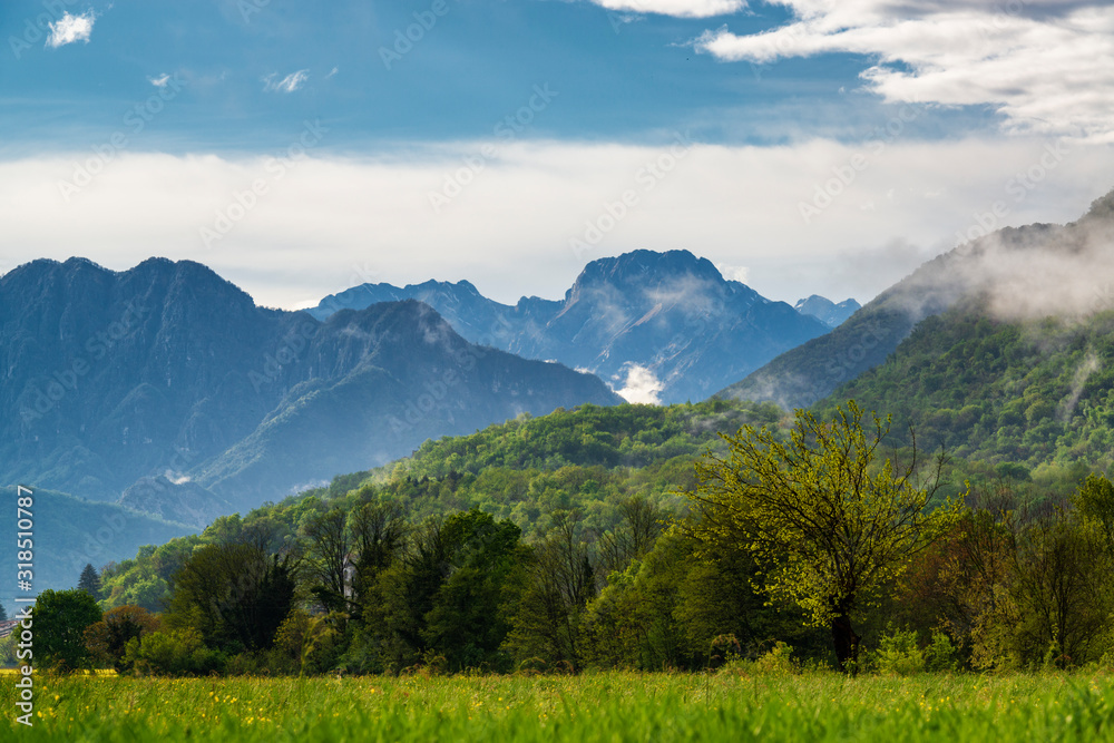 Canvas Prints morning in the mountain valley.