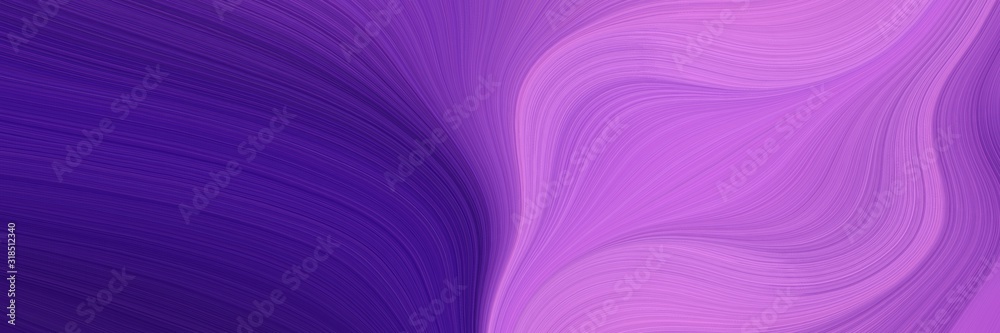 Poster surreal designed horizontal banner with medium orchid, indigo and dark slate blue colors. dynamic curved lines with fluid flowing waves and curves