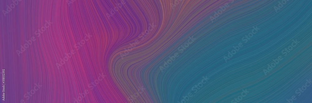 Aufkleber artistic horizontal header with antique fuchsia, teal blue and moderate pink colors. dynamic curved lines with fluid flowing waves and curves