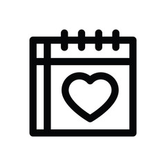 valentine related love and romance heart on calendar vector in lineal style