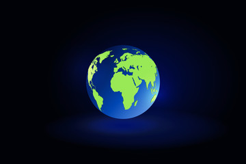 Earth globe on black.