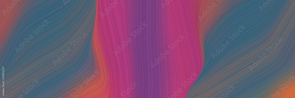 Poster flowing designed horizontal header with dim gray, moderate pink and teal blue colors. dynamic curved lines with fluid flowing waves and curves