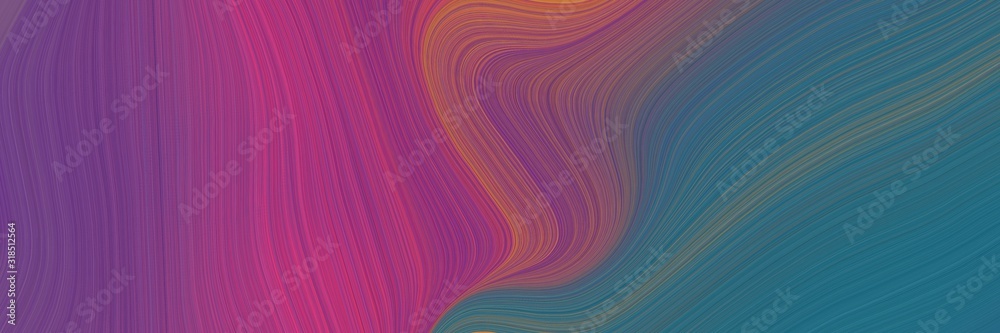 Poster moving horizontal header with antique fuchsia, teal blue and moderate pink colors. dynamic curved lines with fluid flowing waves and curves