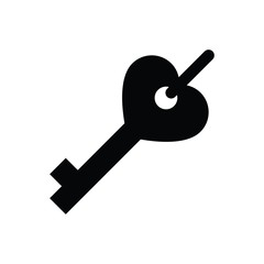 valentine day related romance heart key vector in solid design