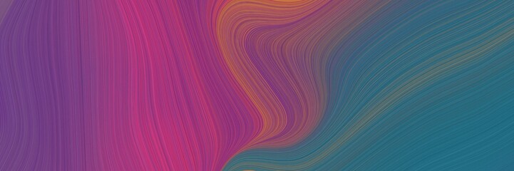 moving horizontal header with antique fuchsia, teal blue and moderate pink colors. dynamic curved lines with fluid flowing waves and curves