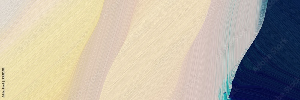 Poster decorative designed horizontal banner with very dark blue, wheat and cadet blue colors. dynamic curved lines with fluid flowing waves and curves