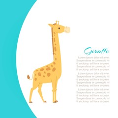 Funny cartoon giraffe animal vector illustration isolated on white background. Happy giraffe for kindergarten, elementary school, toy store or kids clothing shop. Logotype for children brand. © partyvector
