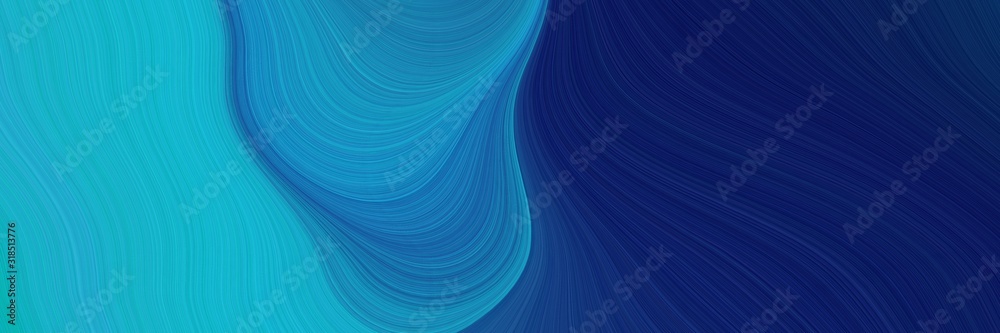 Poster moving horizontal banner with midnight blue, light sea green and strong blue colors. dynamic curved 