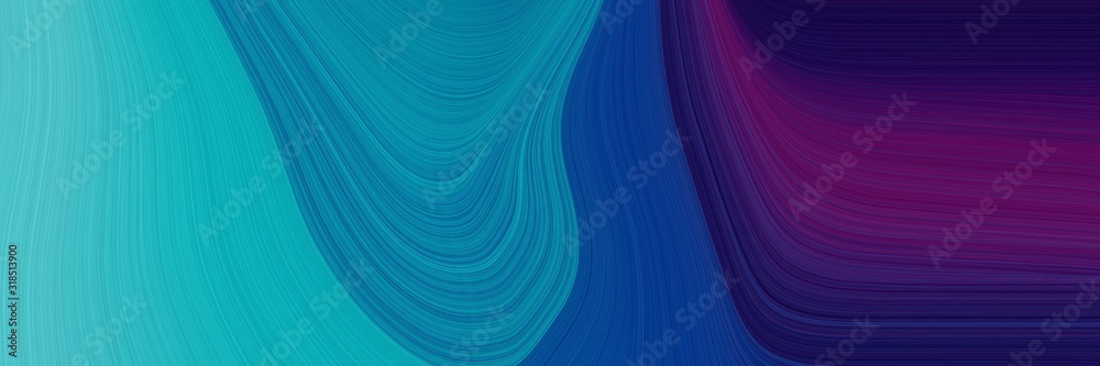Poster moving header with midnight blue, very dark violet and dark cyan colors. dynamic curved lines with fluid flowing waves and curves