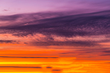 Purple, violet,  orange sky in sunset, color background