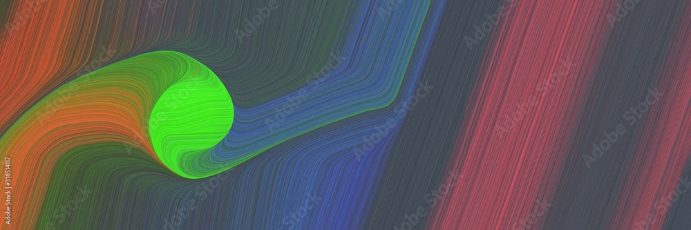 Poster decorative horizontal banner with dim gray, dark slate gray and moderate red colors. dynamic curved lines with fluid flowing waves and curves