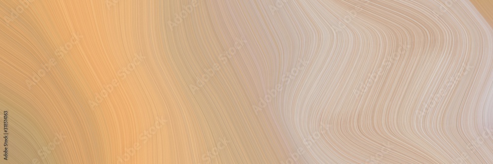 Poster surreal horizontal header with tan, pastel gray and burly wood colors. dynamic curved lines with fluid flowing waves and curves