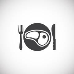 Steak related icon on background for graphic and web design. Creative illustration concept symbol for web or mobile app
