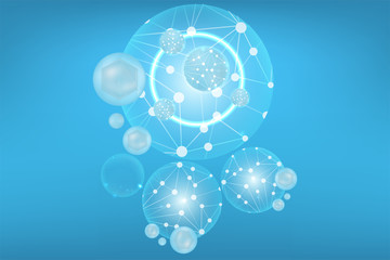 Blue scientific concept background with copy space, illustration vector.