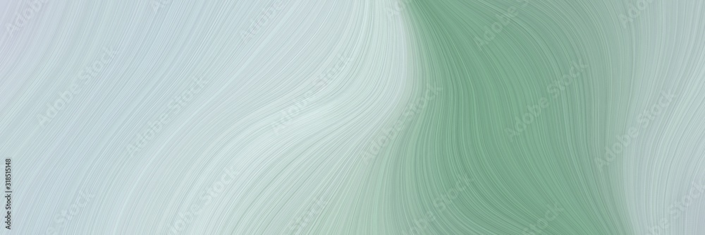 Poster dynamic horizontal banner with light gray, dark sea green and lavender colors. dynamic curved lines with fluid flowing waves and curves