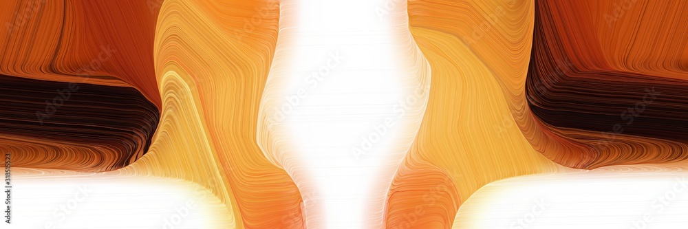 Poster colorful header design with peru, antique white and saddle brown colors. dynamic curved lines with f