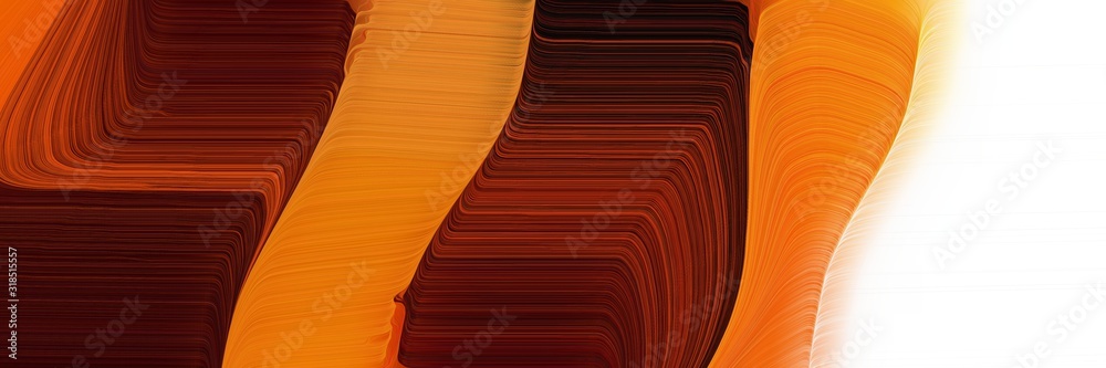 Poster colorful designed horizontal banner with coffee, very dark red and bisque colors. dynamic curved lines with fluid flowing waves and curves