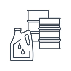 Thin line icon car gas station, fuel barrel, motor oil