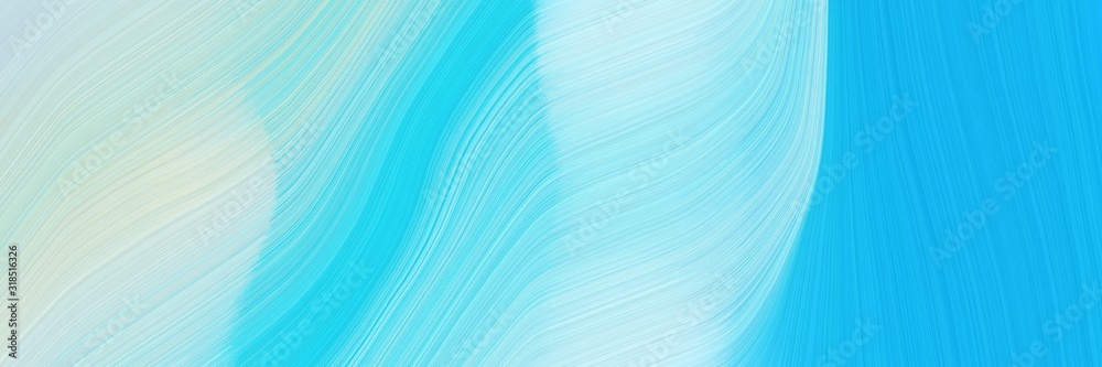 Poster flowing horizontal banner with powder blue, deep sky blue and medium turquoise colors. dynamic curve