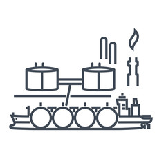 Obraz premium Thin line icon gas tanker, liquefied petroleum gas industry