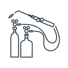 Thin line icon gas welding, car repair service, cylinder