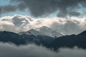 Clouds over the Pyrenees mountains