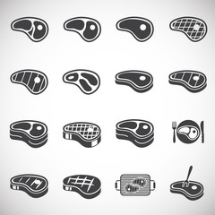 Steak related icons set on background for graphic and web design. Creative illustration concept symbol for web or mobile app