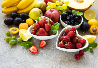 Fresh summer fruits and berries