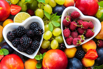 Fresh summer fruits and berries