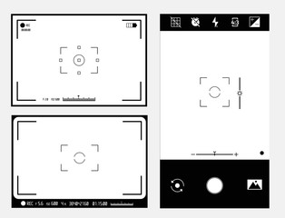 Video Camera Viewfinder Display. Vector Template digital video picture preview.