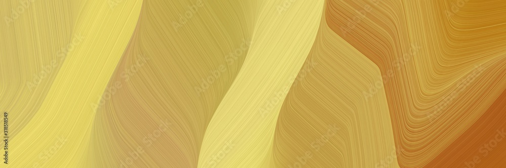 Poster colorful horizontal banner with dark khaki, coffee and khaki colors. dynamic curved lines with fluid flowing waves and curves