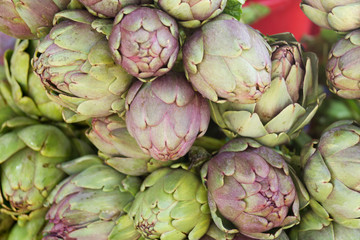 ripe artichoke on counter close-up