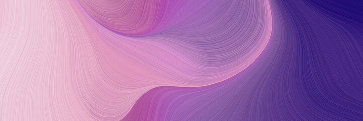 Fototapeta premium modern designed horizontal banner with pastel violet, dark slate blue and antique fuchsia colors. dynamic curved lines with fluid flowing waves and curves