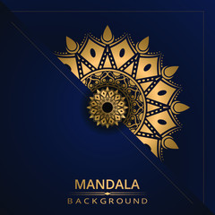 Luxury ornamental mandala design background with gold color