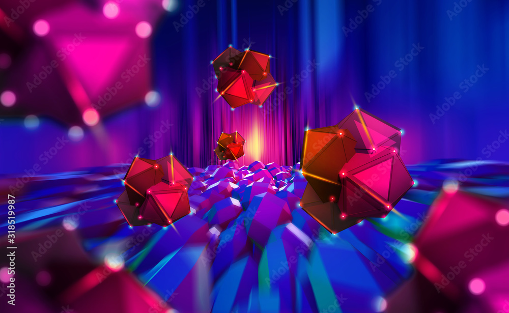 Aufkleber Artificial Intelligence, Cyber art. High speed data stream. Big Data Concept. Computer Mind and Quantum Architecture 3D Illustration