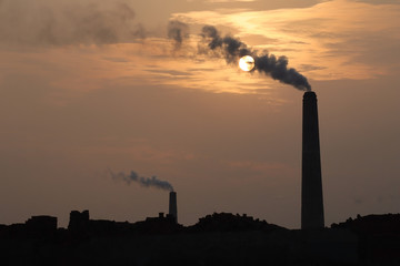 Brick field smokes destroying environment