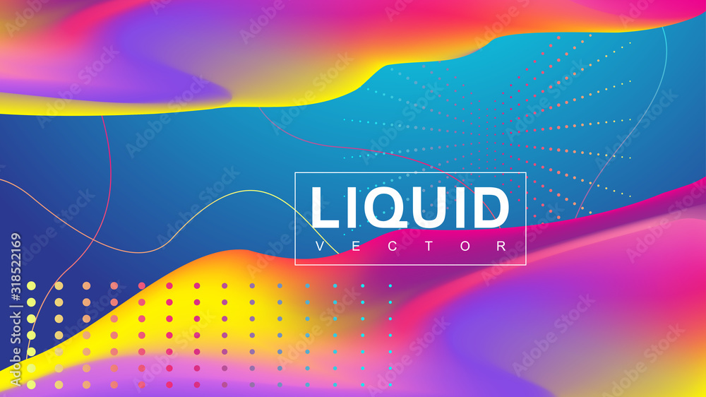 Poster 3d geometric abstract background with iridescent holographic liquid wavy gradient flowing dynamic shapes. Modern trendy background for your presentation banner design vector template