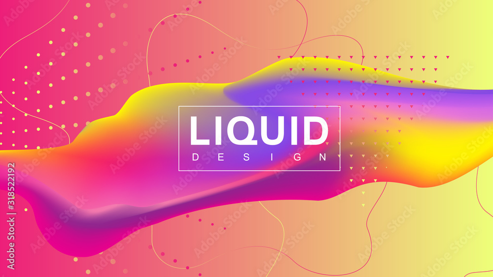 Poster 3d geometric abstract background with iridescent holographic liquid wavy gradient flowing dynamic shapes. Modern trendy background for your presentation banner design vector template