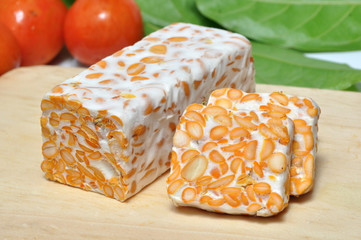 Slice of tempeh on table