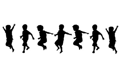 Fototapeta na wymiar silhouettes of children playing on white background