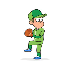 Baseball player throw ball, vector retro cartoon sport illustration
